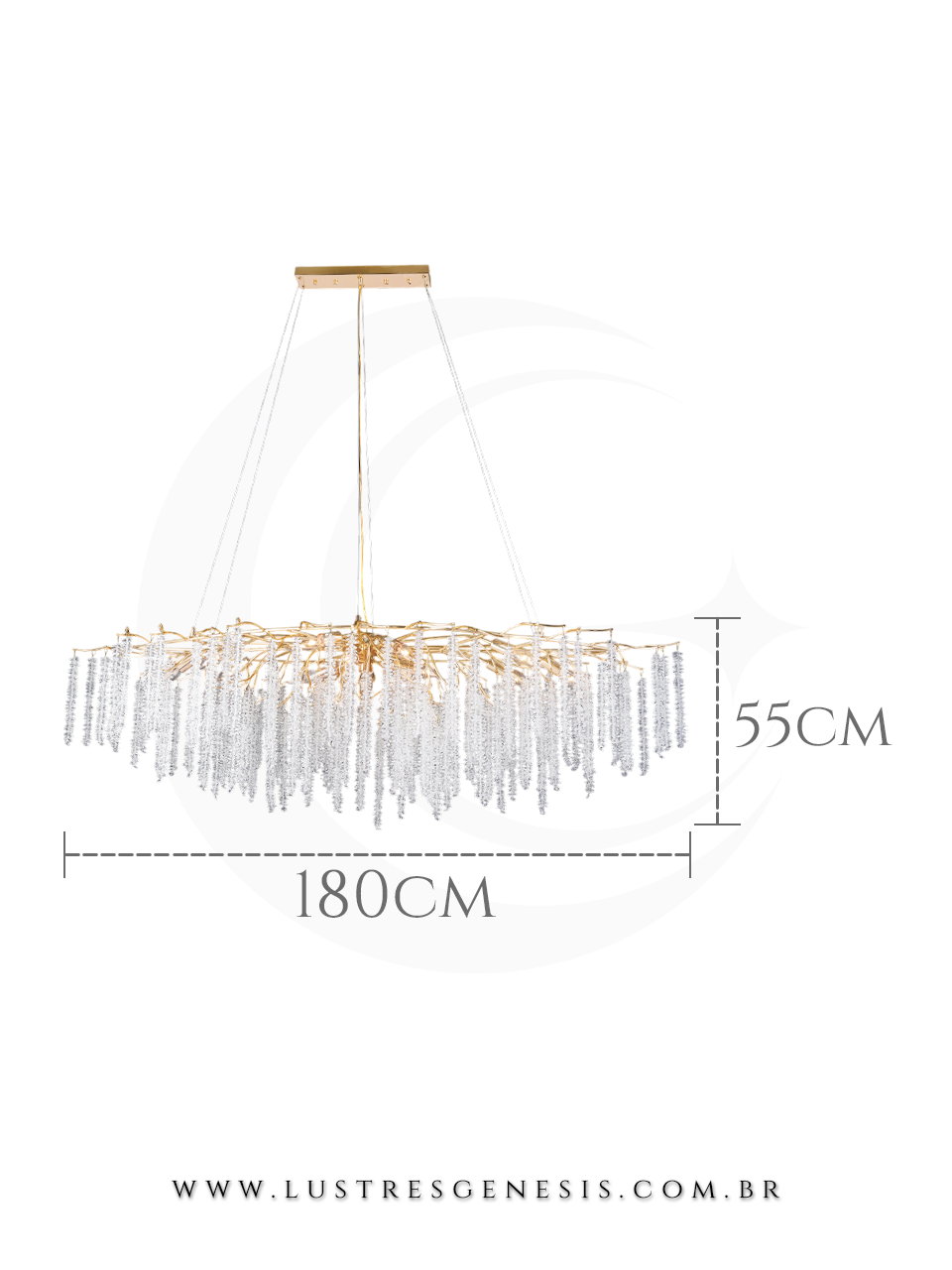 Lustre de Cristal Castanha Dourado 180x55m Para Sua Sala de Jantar